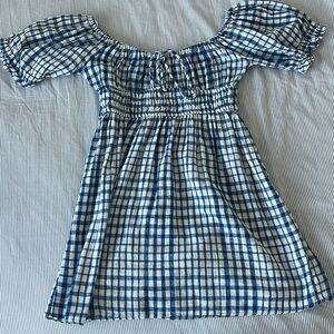 plaid blue and white dress